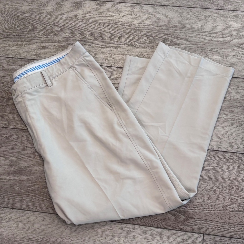 FootJoy Golf Pants Mens 38x30 Beige‎ Performance Stretch Flat Front Chino Preppy